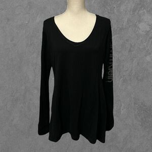 CALVIN KLEIN | Performance V-Neck Logo Long Sleeve Tee Rolled Cuffs Size XL